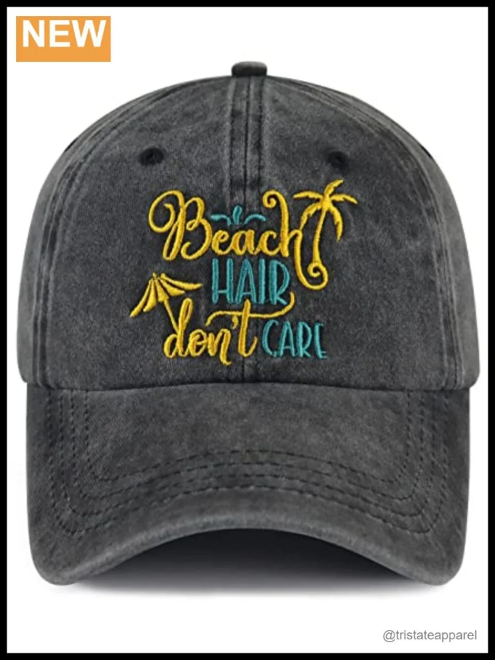 Funny Adjustable Washed Cotton Embroidered Summer Sun Beach Baseball Cap
